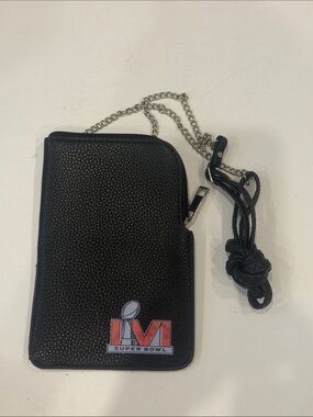 NFL Black Pebbled Zip Wallet Crossbody with LVI Logo